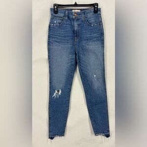 Madewell women’s 28 curvy high rise skinny jeans dark wash denim stretch